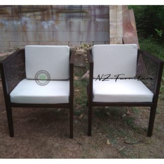 Teak Chairs With Woven Rattan And Cushions