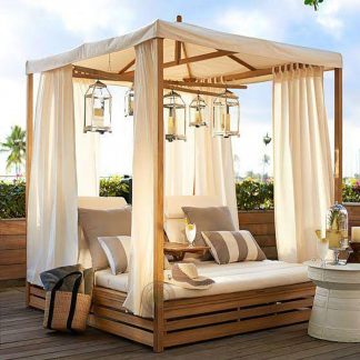 Teak Gazebo Double Sun Lounger