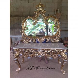 Wooden Console Table With Mirror Frame