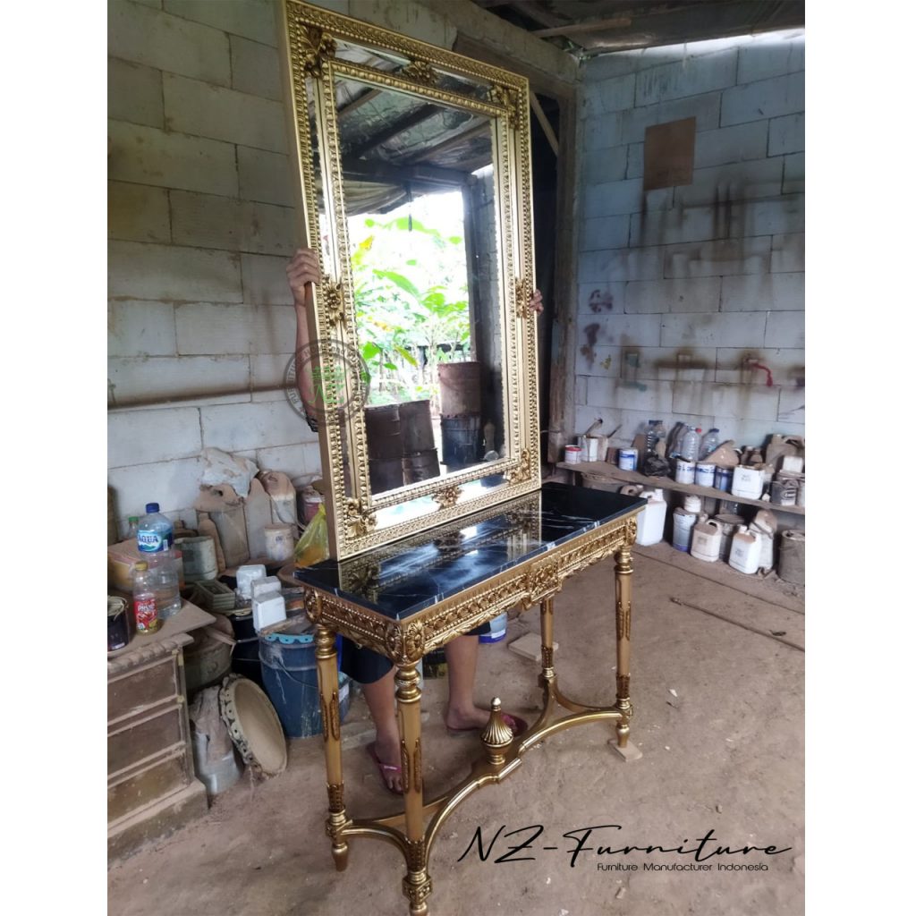 Entryway Mirror and Console Tables Antique Gold Leaf Finish